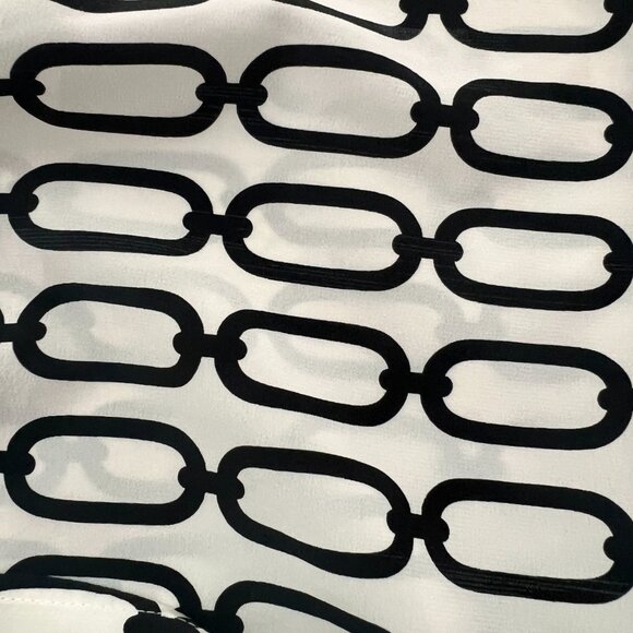 Sportmax chain print silk white black button down shirt size 14 - Picture 6 of 7